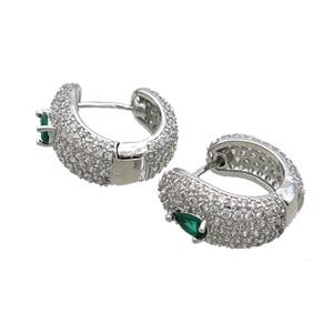 Copper Latchback Earring Pave Zircon Platinum Plated, approx 3-5mm, 17mm dia [FN34652]