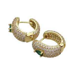 Copper Latchback Earring Pave Zircon Gold Plated, approx 3-5mm, 17mm dia [FN34653]
