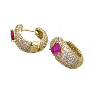 Copper Latchback Earring Pave Zircon Gold Plated, approx 5mm, 17mm dia [FN34655]