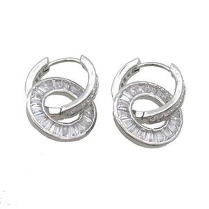 Copper Hoop Earring Pave Zircon Platinum Plated, approx 15mm, 15mm dia [FN34661]