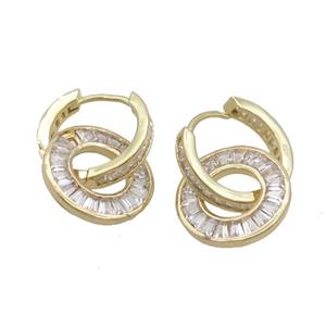 Copper Hoop Earring Pave Zircon Gold Plated, approx 15mm, 15mm dia [FN34662]