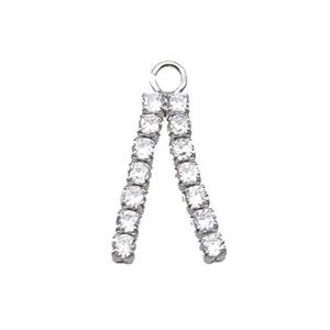 Copper Strap Pendant Pave Crystal Glass Platinum Plated, approx 20mm [FN34663]