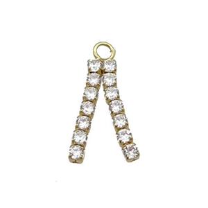 Copper Strap Pendant Pave Crystal Glass Gold Plated, approx 20mm [FN34664]