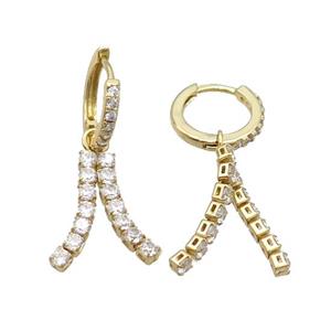 Copper Hoop Earring Pave Crystal Glass Gold Plated, approx 20mm, 14mm dia [FN34666]