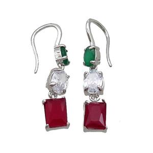 Copper Hook Earring Pave Crystal Platinum Plated, approx 6-8mm, 10-16mm [FN34681]
