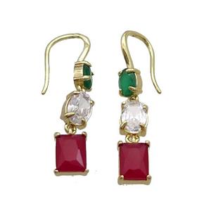 Copper Hook Earring Pave Crystal Gold Plated, approx 6-8mm, 10-16mm [FN34682]