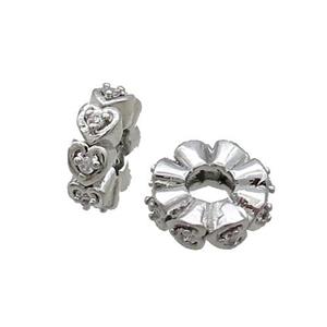 Copper Heishi Spacer Beads Pave Zircon Platinum Plated, approx 8mm [FN34696]