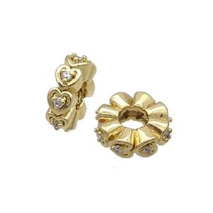Copper Heishi Beads Pave Zircon Gold Plated, approx 8mm [FN34697]