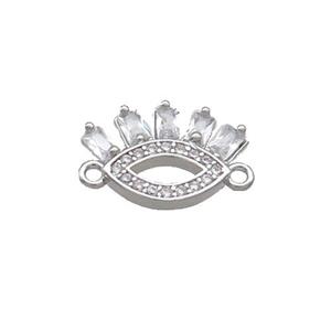 Copper Eye Connector Pave Zircon Platinum Plated, approx 10-15mm [FN34704]