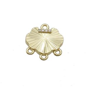 Copper Connector Pave Zircon Gold Plated, approx 12.5-13.5mm [FN34708]