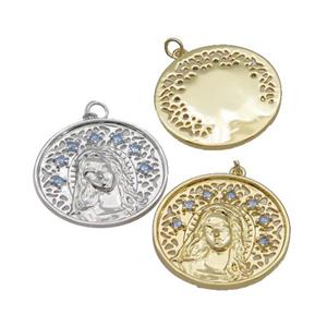 Copper Beauty Pendant Pave Zircon Circle Mixed, approx 23mm dia [FN34712]