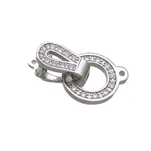 Copper Clasp Pave Zircon Platinum Plated, approx 11-18mm [FN34719]