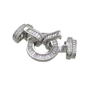 Copper Clasp Pave Zircon Platinum Plated, approx 18-40mm [FN34721]