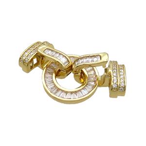 Copper Clasp Pave Zircon Gold Plated, approx 18-40mm [FN34722]