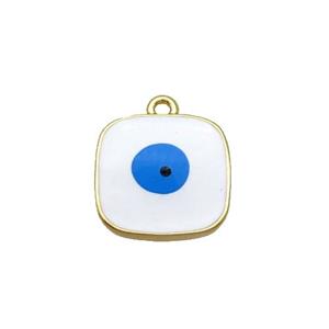 Copper Square Pendant White Enamel Evil Eye Gold Plated, approx 11x11mm [FN34771]
