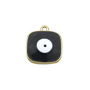 Copper Square Pendant Black Enamel Evil Eye Gold Plated, approx 11x11mm [FN34772]