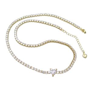 Copper Necklace Pave Crystal Glass Gold Plated, approx 7mm, 3mm, 44-49cm length [FN34802]