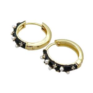 Copper Hoop Earring Black Enamel Gold Plated, approx 17mm dia [FN34810]