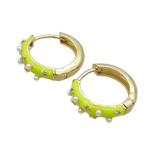 Copper Hoop Earring Yellow Enamel Gold Plated, approx 17mm dia [FN34812]