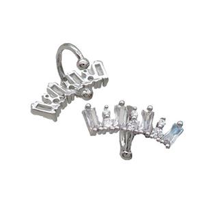 Copper Clip Earring Pave Zircon Platinum Plated, approx 17mm, 11mm dia [FN34818]