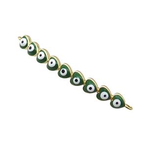 Copper Heart Link Connector Green Enamel Evil Eye Stick Gold Plated, approx 3-35mm [FN34846]