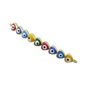 Copper Heart Link Connector Multicolor Enamel Evil Eye Stick Gold Plated, approx 3-35mm [FN34848]