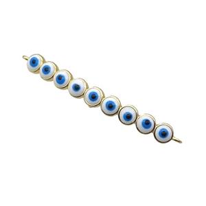 Copper Circle Link Connector White Enamel Evil Eye Stick Gold Plated, approx 3-35mm [FN34850]