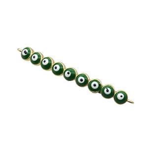 Copper Circle Link Connector Green Enamel Evil Eye Stick Gold Plated, approx 3-35mm [FN34853]
