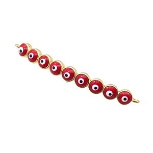 Copper Circle Link Connector Red Enamel Evil Eye Stick Gold Plated, approx 3-35mm [FN34854]