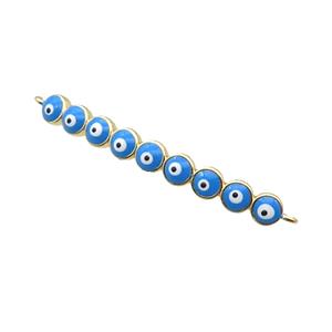 Copper Circle Link Connector Blue Enamel Evil Eye Stick Gold Plated, approx 3-35mm [FN34855]
