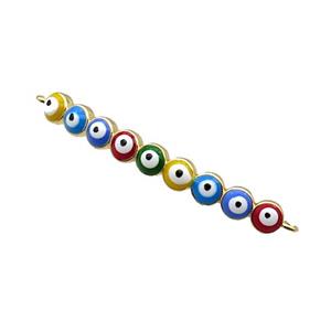 Copper Circle Link Connector Multicolor Enamel Evil Eye Stick Gold Plated, approx 3-35mm [FN34856]