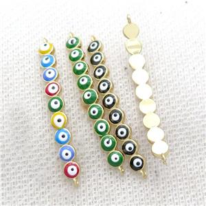 Copper Circle Link Connector Enamel Evil Eye Stick Gold Plated Mixed, approx 3-35mm [FN34857]