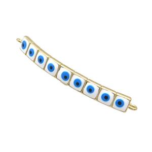 Copper Link Connector White Enamel Evil Eye Stick Gold Plated, approx 3-35mm [FN34858]