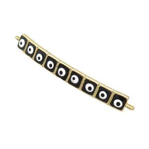 Copper Link Connector Black Enamel Evil Eye Stick Gold Plated, approx 3-35mm [FN34859]
