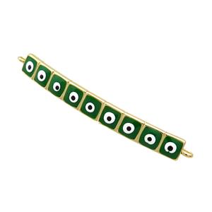 Copper Link Connector Green Enamel Evil Eye Stick Gold Plated, approx 3-35mm [FN34861]