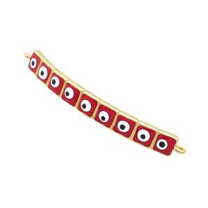 Copper Link Connector Red Enamel Evil Eye Stick Gold Plated, approx 3-35mm [FN34863]