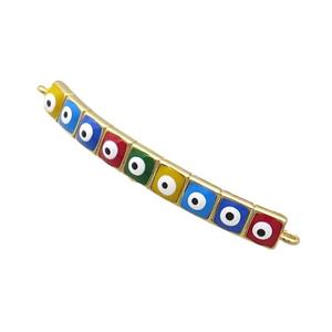 Copper Link Connector Multicolor Enamel Evil Eye Stick Gold Plated, approx 3-35mm [FN34864]