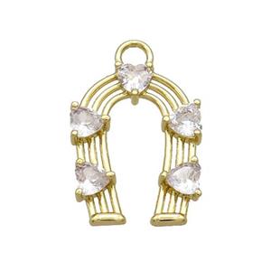 Copper HorseShoe Pendant Pave Crystal Glass Gold Plated, approx 15-20mm [FN34870]