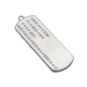 Copper Rectangle Pendant Pave Zircon Platinum Plated, approx 11-32mm [FN34873]