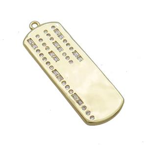 Copper Rectangle Pendant Pave Zircon Gold Plated, approx 11-32mm [FN34874]