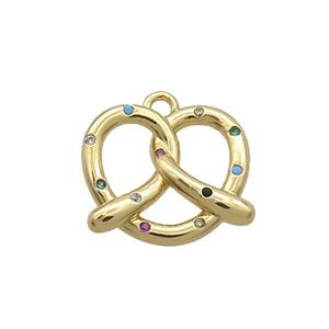 Copper Heart pendant Pave Zircon Gold Plated, approx 12-13.5mm [FN34885]