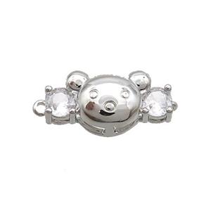 Copper Mouse Connector Pave Crystal Glass Platinum Plated, approx 8-16.5mm [FN34886]