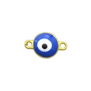 Copper Evil Eye Connector Blue Enamel Gold Plated, approx 8mm [FN34892]