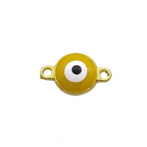 Copper Evil Eye Connector Yellow Enamel Gold Plated, approx 8mm [FN34893]