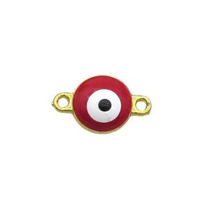 Copper Evil Eye Connector Red Enamel Gold Plated, approx 8mm [FN34894]
