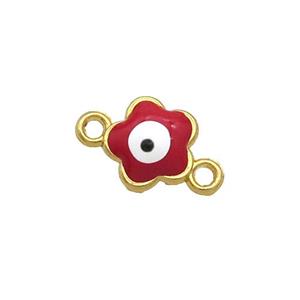 Copper Flower Evil Eye Connector White Enamel Gold Plated, approx 8mm [FN34901]