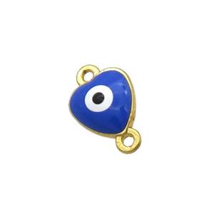 Copper Heart Evil Eye Connector Blue Enamel Gold Plated, approx 8mm [FN34905]