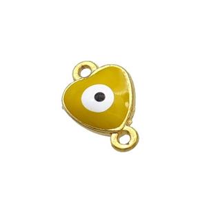 Copper Heart Evil Eye Connector Yellow Enamel Gold Plated, approx 8mm [FN34906]