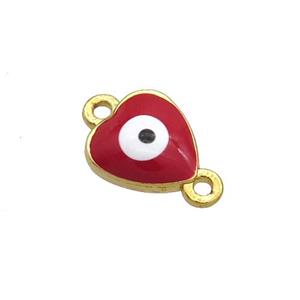 Copper Heart Evil Eye Connector Red Enamel Gold Plated, approx 8mm [FN34908]