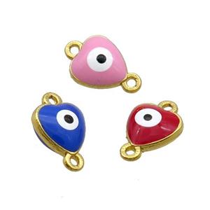 Copper Heart Evil Eye Connector Enamel Gold Plated Mixed, approx 8mm [FN34909]